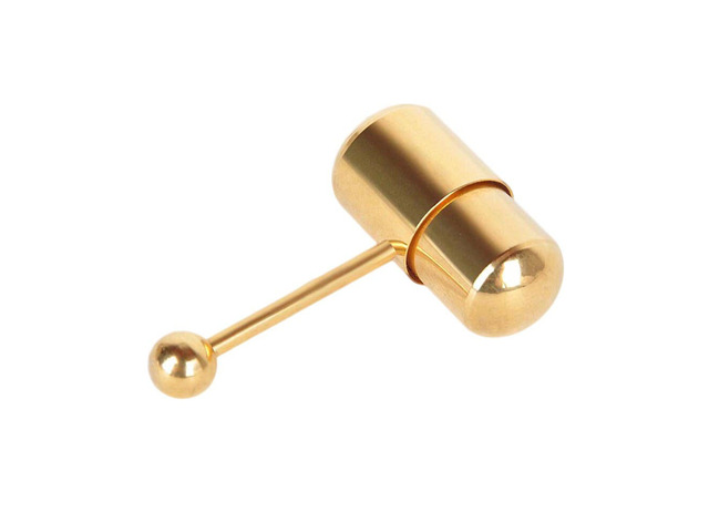 US 1-2 Pack Vibrating Tongue Ring Stainless Steel Punk Tongue Bar Body Piercing 
