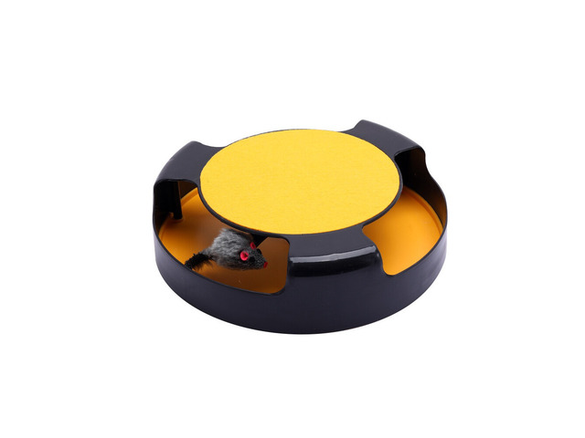 US 1 Pack Interactive Toys Cats Mouse Moving Round Scratch Pad Pet Fun Kitten huangse
