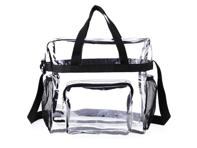 US Clear Transparent Tote Bag PVC Zipper Stadium Approved Shoulder Handbag Purse 3