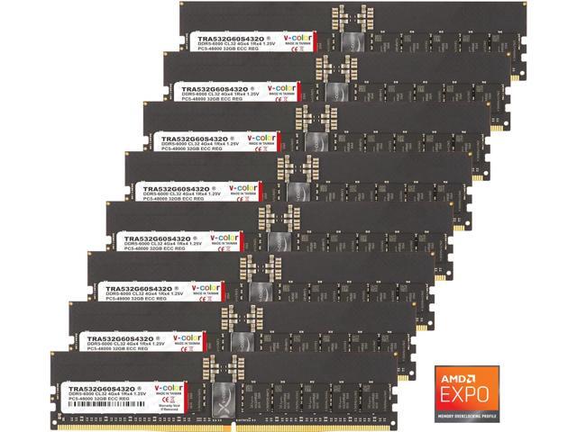 V-COLOR DDR5 256GB (32GBx8) 6000MHz CL32 4Gx4 1Rx4 OC R-DIMM (Overclocking ECC Registered DIMM) 1.25V Memory Ram for WRX90 Workstation (AMD EXPO)...