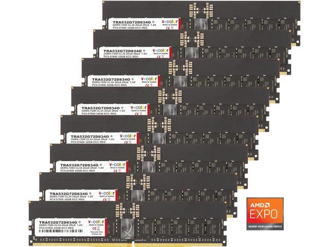V-COLOR DDR5 256GB (32GBx8) 7200MHz CL34 2Gx8 2Rx8 OC R-DIMM (Overclocking ECC Registered DIMM) 1.4V Memory Ram for WRX90 Workstation (AMD EXPO)...