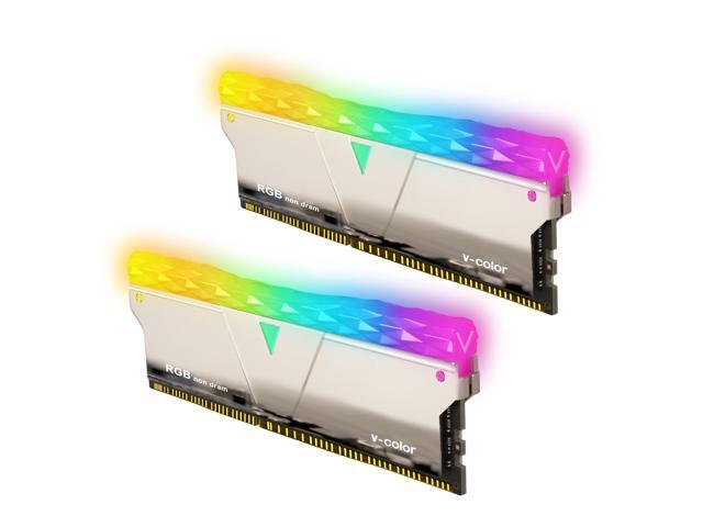 V-COLOR Prism Pro RGB 2x0GB Dummy Module kit DDR4 RAM Light Enhancement Kit (Physical Memory not included) - Silver (TY-E6PYSWK)