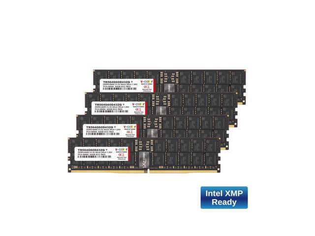V-COLOR DDR5 256GB (64GBx4) 6000MHz CL32 Overclocking R-DIMM 4Gx4 2Rx4 1.25V ECC Registered DIMM Memory for W790 Workstation (Intel XMP)...