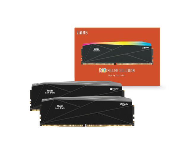 V-COLOR Manta XFinity CUDIMM DDR5 RGB Filler Solution - 2X Modules - 0GB RAM - Intel Compatible - Black w/ Silver Light Rod