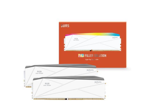 V-COLOR Manta XFinity CUDIMM DDR5 RGB Filler Solution - 2X Modules - 0GB RAM - Intel Compatible - White w/ Silver Light Rod