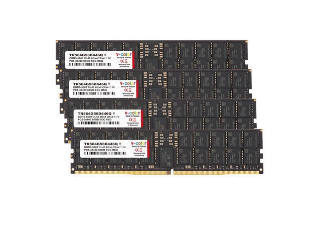 V-COLOR DDR5 256GB (64GBx4) 5600MT/s CL52 ECC R-DIMM 1.1V Memory Ram for AMD TRX50/WRX90 Workstations with Hynix IC (TRA564G56D452Q)