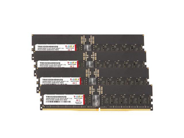 V-COLOR 128GB (32GBx4) DDR5 6400MT/s PC5-51200 CL52 1.1V ECC R-DIMM Registered Server Memory Compatible with INTEL W890 Workstations with Hynix IC...
