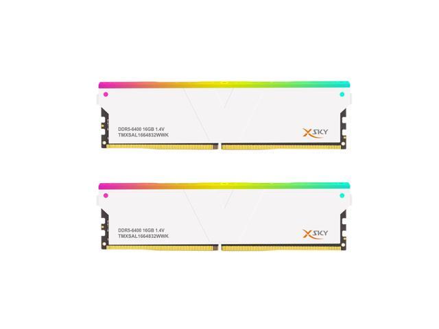 V-COLOR Manta XSky DDR5 32GB (2x16GB) 6400MHz CL32 1.4V SK Hynix IC RGB Gaming Desktop Upgrade Memory Module White, for AMD EXPO (TMXSAL1664832WWK)