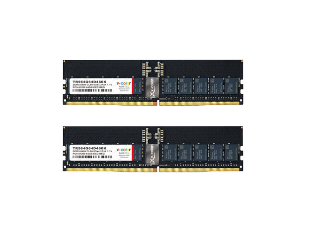 V-COLOR 128GB (64GBx2) DDR5 6400MHz CL60 1.1V ECC Registered RDIMM Server/Workstation Memory with Hynix IC (TR564G64D460K)