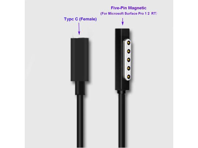 USB-C TYPE C Female Surface Charger Cable Power Cable for Microsoft Surface Pro 1 /2 RT