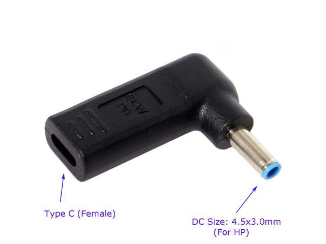 Laptop Charger Adapter Connector Converter USB 3.1 Type C Female to 4.5x3.0mm (Blue Tip) DC Tip Power Jack for HP 65W or below laptops
