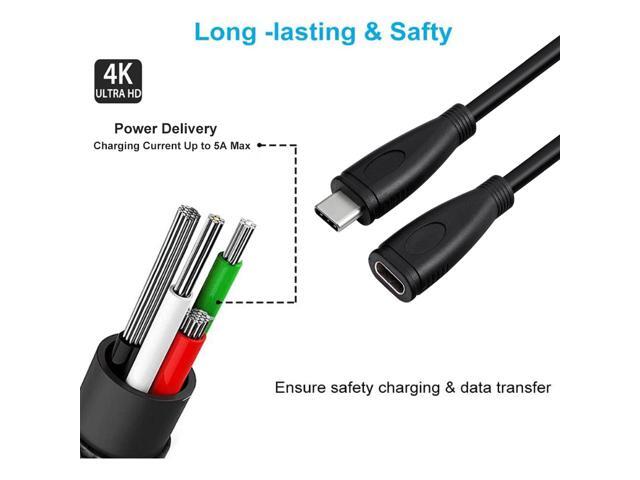 USB C Extension Cable(6.6FT/2M),USB-C 3.1 Gen2 10Gbps Female to USB C Male Fast Charging & Audio Data Transfer Cable Compatible for Thunderbolt 3...