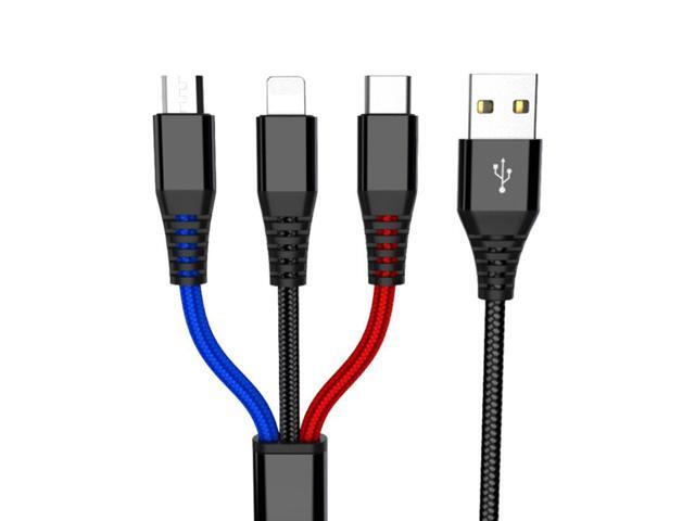 Multi Charger Universal 3 in 1 Multiple USB Charging Cable Cord Adapter with Lightning / USB Type C / Micro USB Connector Ports for iPhone, iPad,...