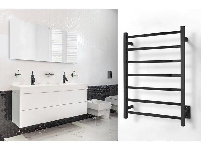 Tahoe 7 Towel Warmer, Black, Hardwired, 7 Bars