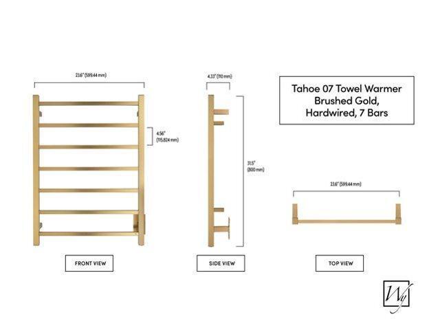 Tahoe 7 Towel Warmer, Brushed Gold, Hardwired, 7 bars