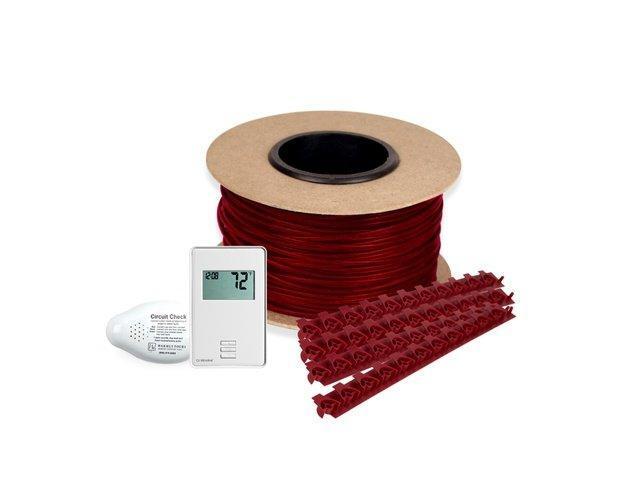 WarmlyYours TempZone Electric Floor Heating Cable Kit 220' with Strips & Non Programmable Thermostat (55 sq. ft) for Tile, Hardwood & LVT