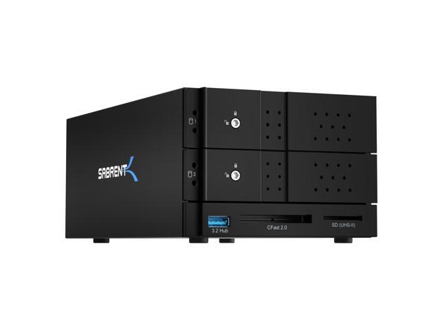 sabrent usb type-c to dual 3.5? sata and raid docking station with cfast/sd card readers and usb type-a port (ds-2bcr)