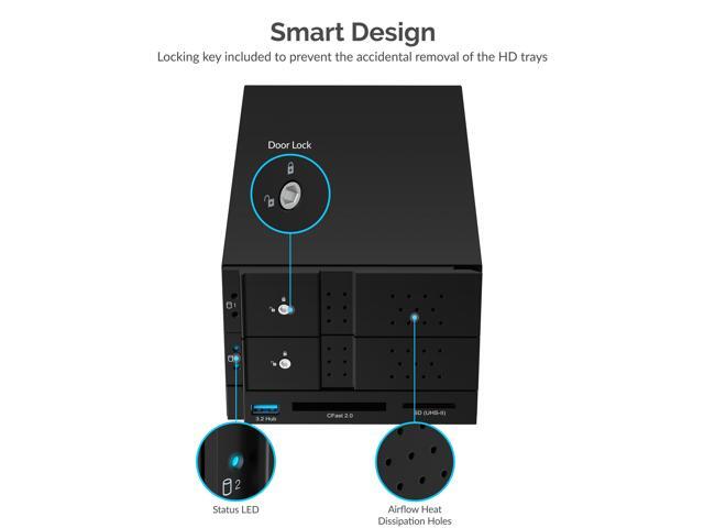 sabrent usb type-c to dual 3.5? sata and raid docking station with cfast/sd card readers and usb type-a port (ds-2bcr)
