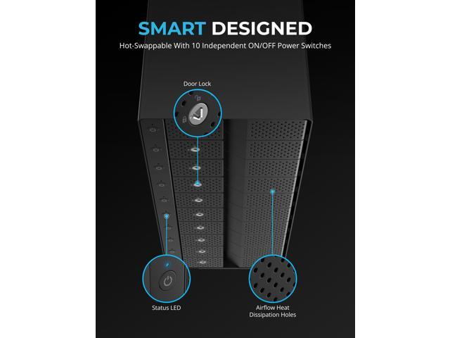 sabrent 10-bay 3.5? sata hard drive tray-less docking station (usb 3.2 type-c and type-a) (ds-uctb)