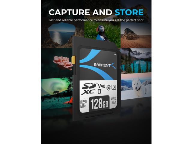 SABRENT Rocket v90 128GB SD UHS-II Memory Card R280MB/s W250MB/s (SD-TL90-128GB)