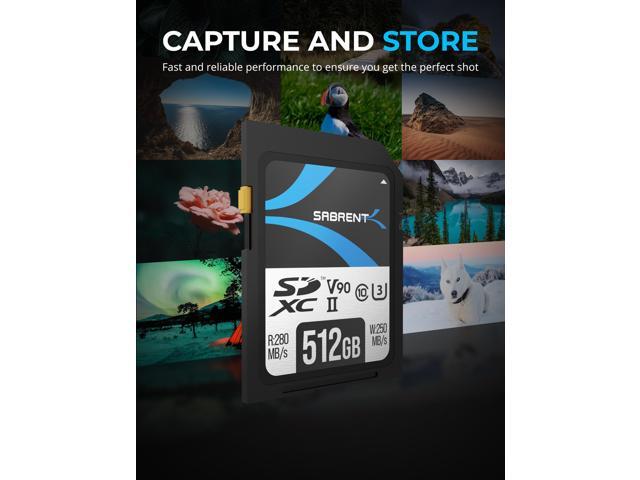 SABRENT Rocket v90 512GB SD UHS-II Memory Card R280MB/s W250MB/s (SD-TL90-512GB)