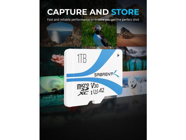 SABRENT Rocket V30 A2 1TB MicroSDXC Memory Card R100MB/s W30MB/s (SD-MQ30-1TB)