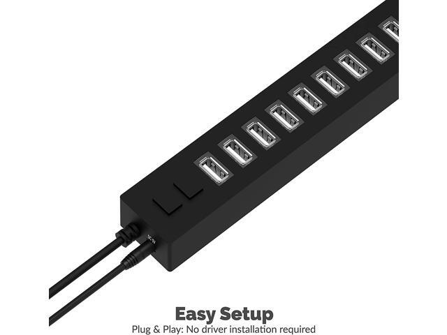 Sabrent 13 Port High Speed USB 2.0 Hub with Power Adapter and 2 Control Switches (HB-U14P)