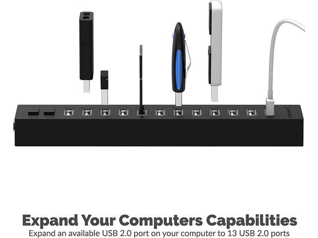 Sabrent 13 Port High Speed USB 2.0 Hub with Power Adapter and 2 Control Switches (HB-U14P)