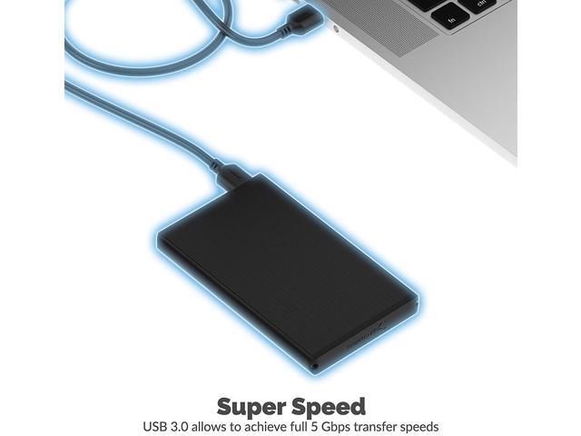 Sabrent USB 3.0 to 2.5' SSD/SATA External Hard Drive Aluminum Enclosure, Black (EC-UK30)