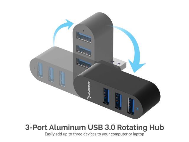 SABRENT Premium 3 Port Aluminum Mini USB 3.0 Hub [90°/180° Degree Rotatable] (HB-R3MB)