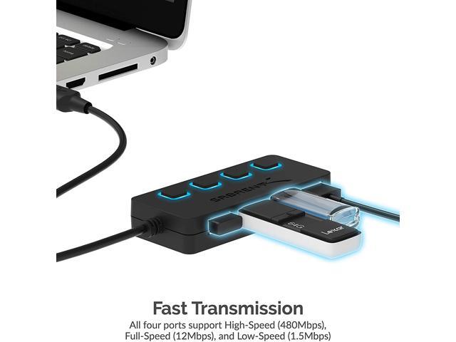 Sabrent 4-Port USB 2.0 Hub with Individual LED lit Power Switches (HB-UMLS)