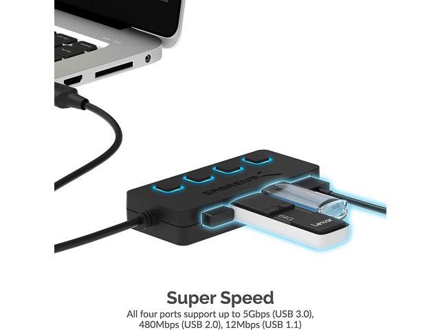 SABRENT 4-Port USB 3.0 Hub with Individual LED Lit Power Switches, Includes 5V/2.5A Power Adapter (HB-UMP3)