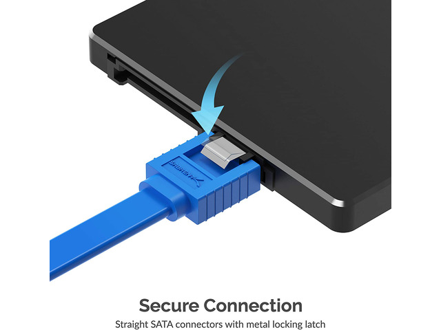 SABRENT SATA III (6 Gbit/s) Straight Data Cable with Locking Latch for HDD / SSD / CD and DVD drives (3 Pack - 20-Inch) in Blue (CB-SFB3)