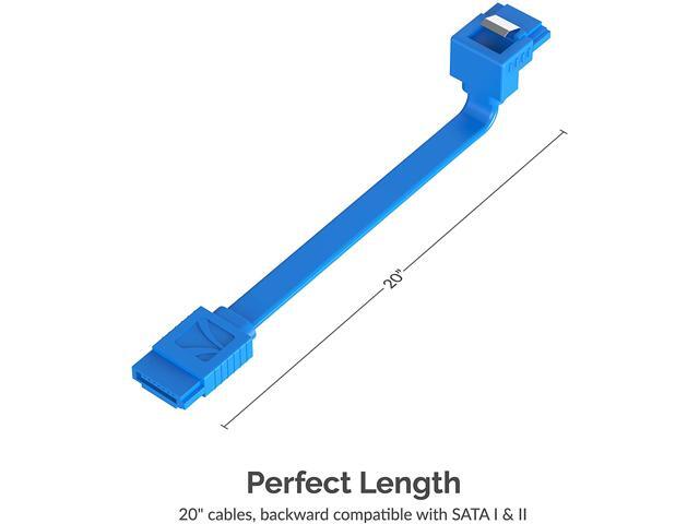 SABRENT SATA III (6 Gbit/s) Right Angle Data Cable with Locking Latch for HDD/SSD/CD and DVD Drives (3 Pack - 20-Inch) in Blue (CB-SRB3)