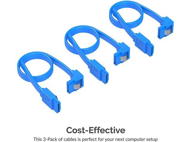 SABRENT SATA III (6 Gbit/s) Right Angle Data Cable with Locking Latch for HDD/SSD/CD and DVD Drives (3 Pack - 20-Inch) in Blue (CB-SRB3)