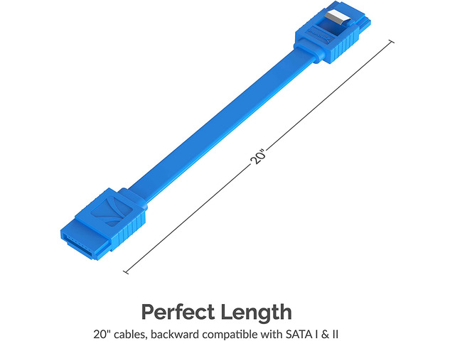 SABRENT SATA III (6 Gbit/s) Straight Data Cable with Locking Latch for HDD / SSD / CD and DVD drives (3 Pack - 20-Inch) in Blue (CB-SFB3)