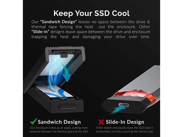 SABRENT USB 3.2 Type-C Tool-Free Enclosure for M.2 PCIe NVMe and SATA SSDs (EC-SNVE)