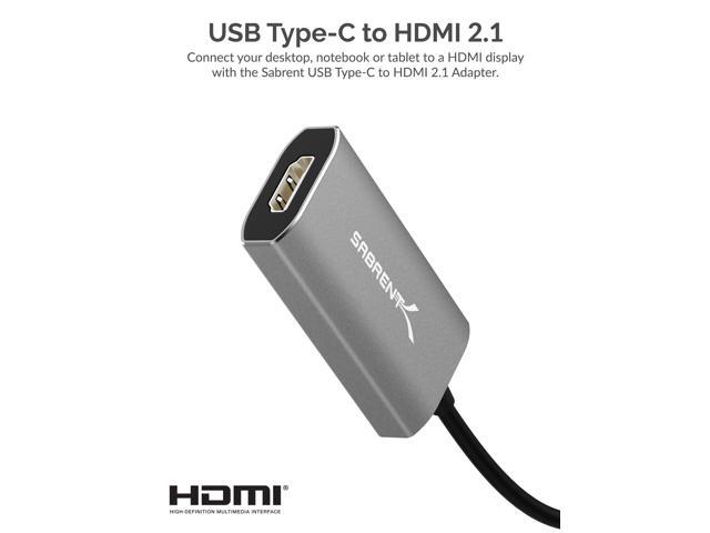 SABRENT USB Type-C to HDMI 2.1 Adapter 8K/60Hz & 4K/120Hz with DSC Function 8K/30Hz & 4K Resolution Without DSC Thunderbolt 3 Compatible...