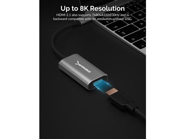 SABRENT USB Type-C to HDMI 2.1 Adapter 8K/60Hz & 4K/120Hz with DSC Function 8K/30Hz & 4K Resolution Without DSC Thunderbolt 3 Compatible...