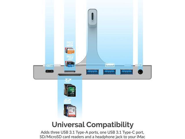 SABRENT Multi-Port iMac Hub with Front Access USB Ports, SD/Micro SD Card Reader, 3.5mm Headphone Jack and Rear HDMI 2.0 Output (iMac 2017 to 2020)...