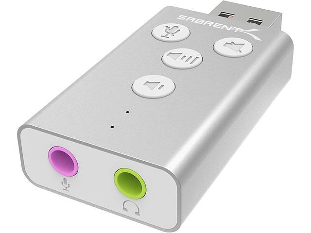 SABRENT Aluminum USB External 3D Stereo Sound Adapter for Windows and Mac. Plug and Play No Drivers Needed. [Silver] (AU-DDAS)