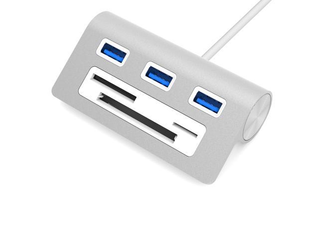 Sabrent Premium 3 Port Aluminum USB 3.0 Hub with Multi-in-1 Card Reader (12' Cable) for iMac, All MacBooks, Mac Mini, or Any PC (HB-MACR)