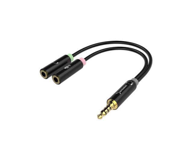 Sabrent 3.5mm Headset Splitter Adapter Cable for headsets with Separate Headphone/Microphone Plugs (CB-AUHM)
