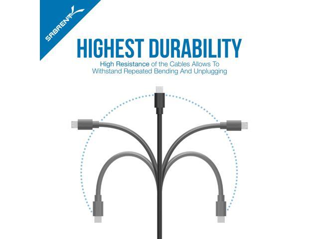 SABRENT [6-Pack 22AWG Premium Micro USB Cables (X3-3ft + X3-1ft) High Speed USB 2.0 A Male to Micro B Sync and Charge Cables [Black] (CB-U631)