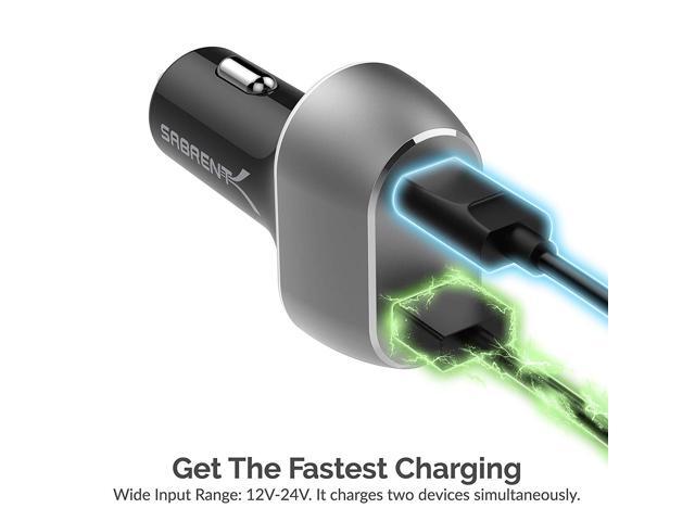Sabrent 63W 2-Port USB Quick Charge 3.0 PD Car Charger (CH-PDQC)
