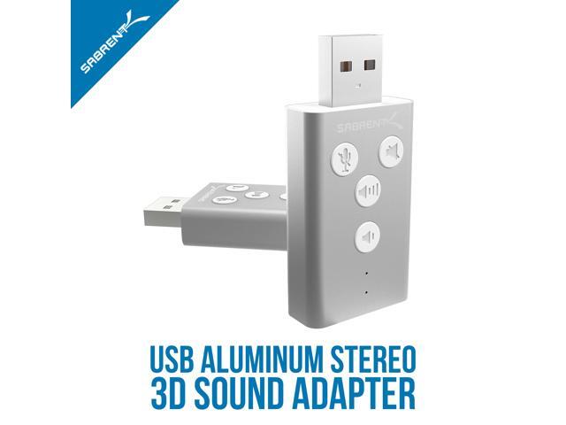SABRENT Aluminum USB External 3D Stereo Sound Adapter for Windows and Mac. Plug and Play No Drivers Needed. [Silver] (AU-DDAS)