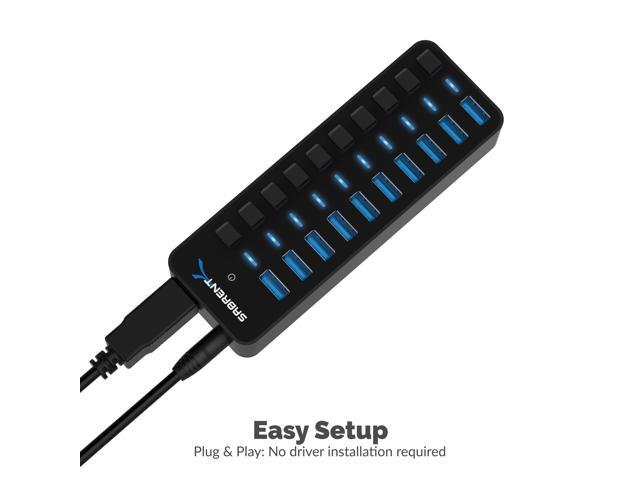 SABRENT 10-Port 60W USB 3.0 Hub with Individual Power Switches and LEDs Includes 60W 12V/5A Power Adapter (HB-BU10)