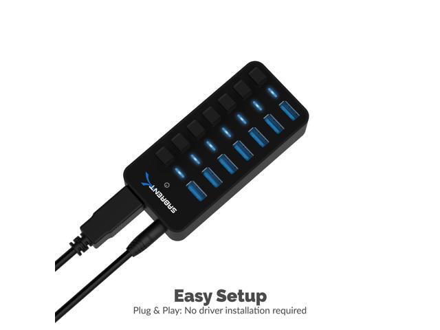 SABRENT 36W 7-Port USB 3.0 Hub with Individual Power Switches and LEDs Includes 36W 12V/3A Power Adapter (HB-BUP7)
