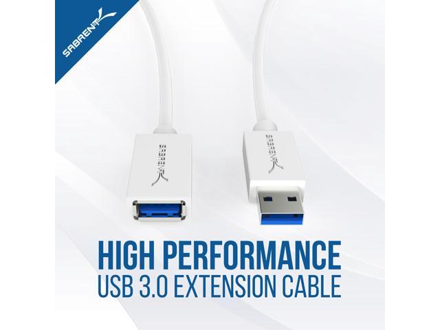 SABRENT 22AWG USB 3.0 Extension Cable - A-Male to A-Female [White] 3 Feet (CB-303W)
