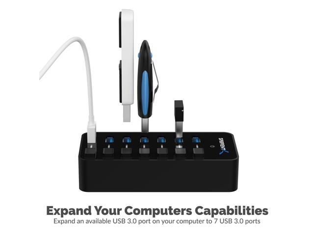 SABRENT 36W 7-Port USB 3.0 Hub with Individual Power Switches and LEDs Includes 36W 12V/3A Power Adapter (HB-BUP7)